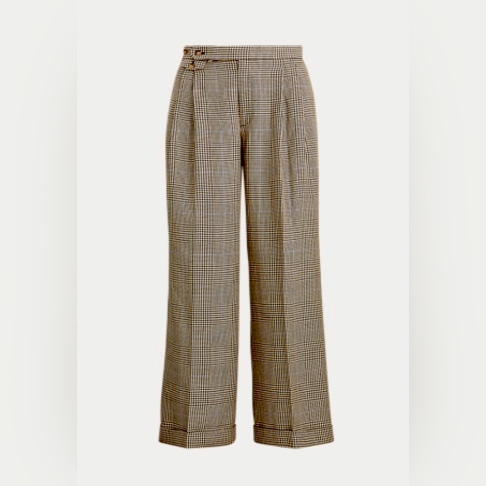 Polo Ralph Lauren brown and tan Glen plaid trousers.  Size 0.